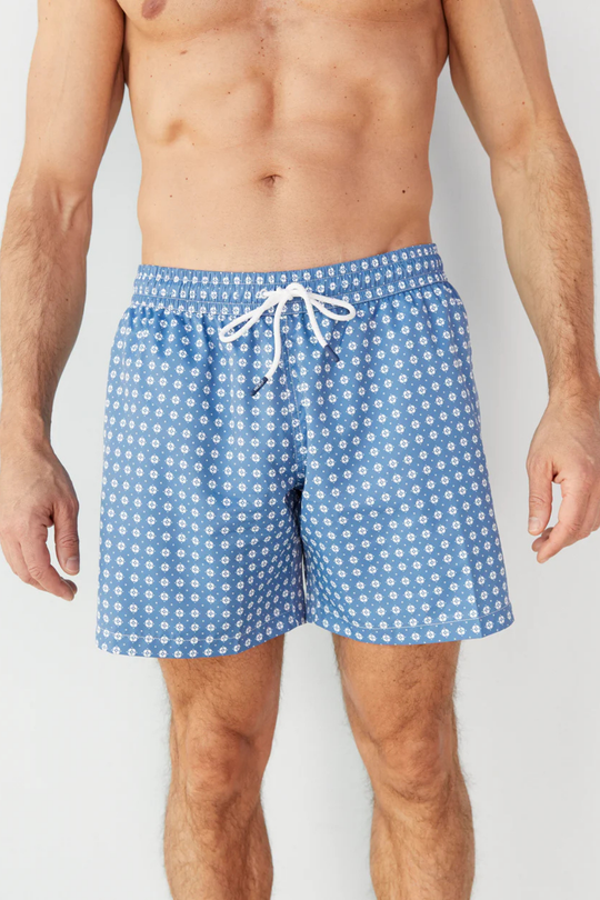 Load image into Gallery viewer, Men Swim Short Geo Blue
