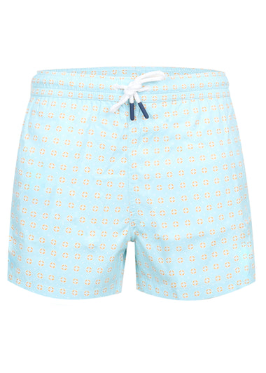 Men Swim Short Geo Turquoise