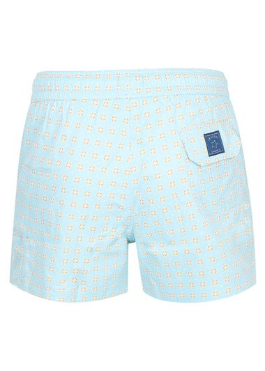 Men Swim Short Geo Turquoise