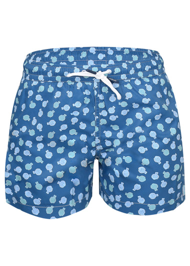 Men Swim Short Light Navy Puffer Fish