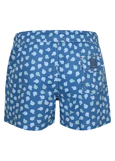 Men Swim Short Light Navy Puffer Fish