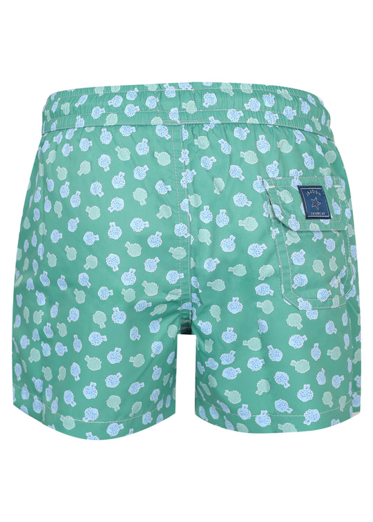 Load image into Gallery viewer, Men Swim Short Sage Green Puffer Fish
