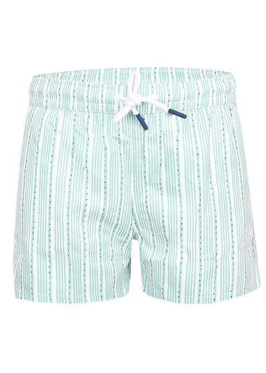 Men Swim Short Stripes Green