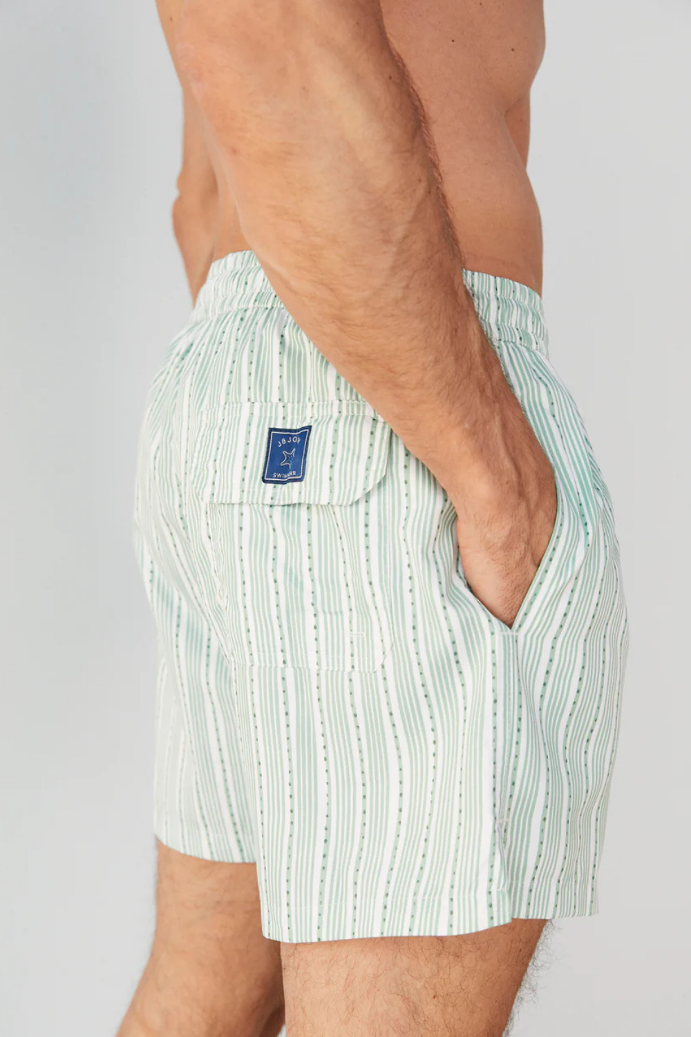 Load image into Gallery viewer, Men Swim Short Stripes Green
