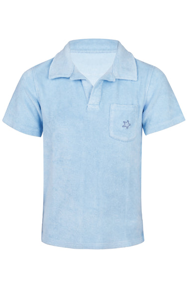 Terry Cotton Polo Shirt Light Blue