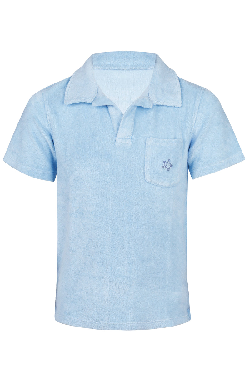 Terry Cotton Polo Shirt Light Blue