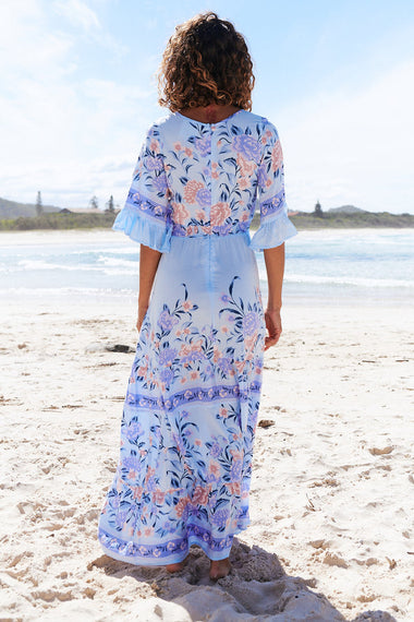Heaven Print Bloom Maxi Dress Light Blue - Dress