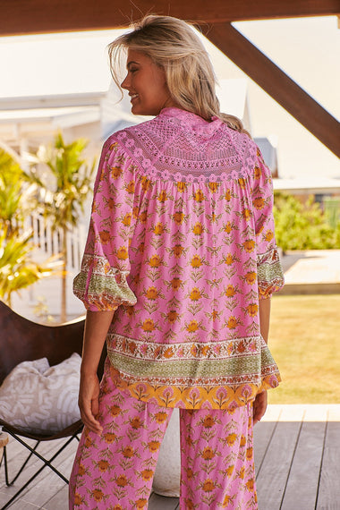 Blushing Meadow Print Florence Blouse - Top