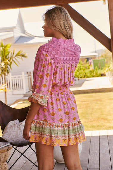 Blushing Meadow Print Olivia Mini Dress - Dress