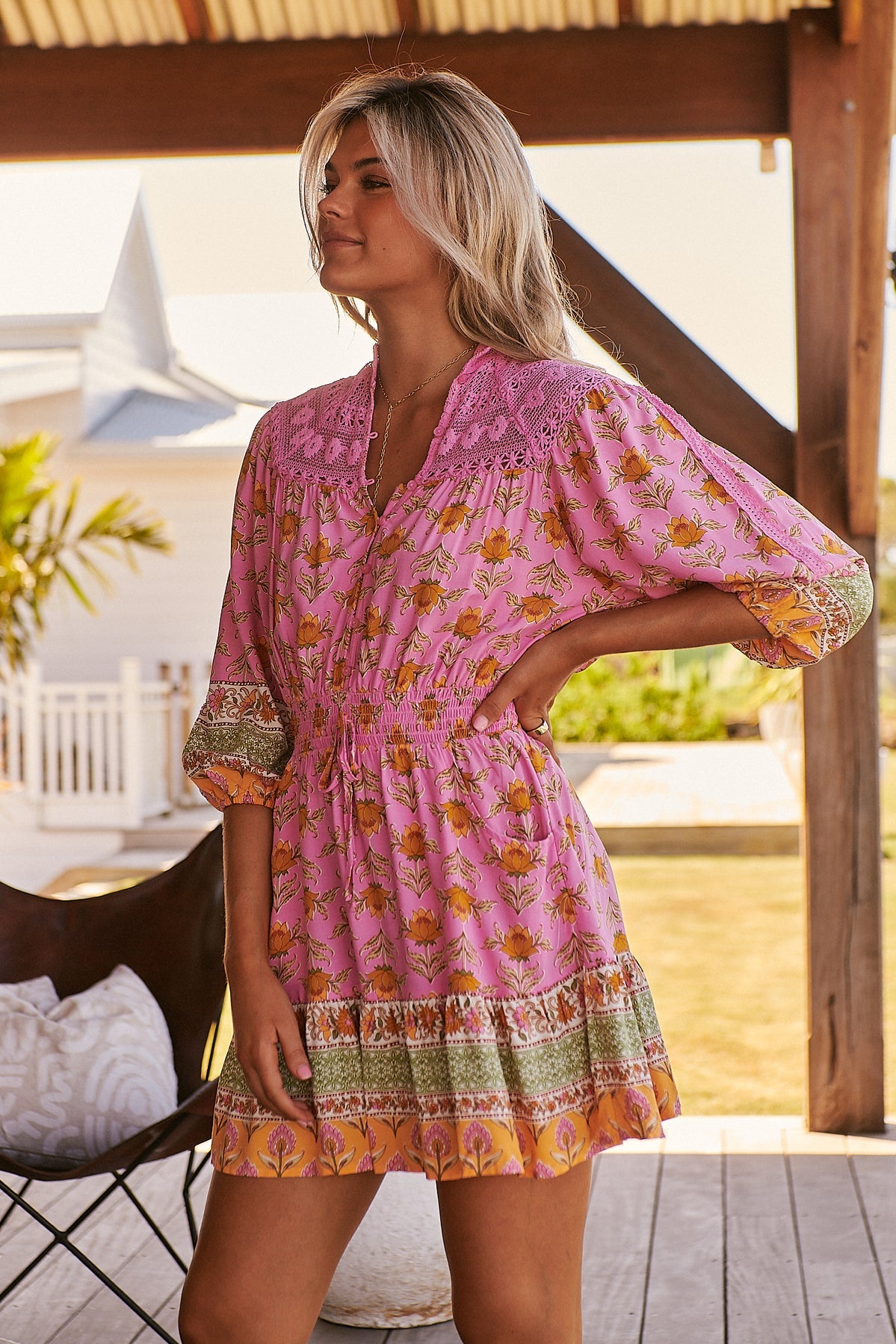 Load image into Gallery viewer, Blushing Meadow Print Olivia Mini Dress - Dress
