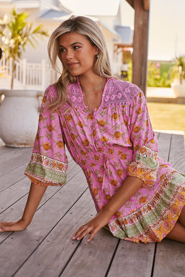 Blushing Meadow Print Olivia Mini Dress - Dress