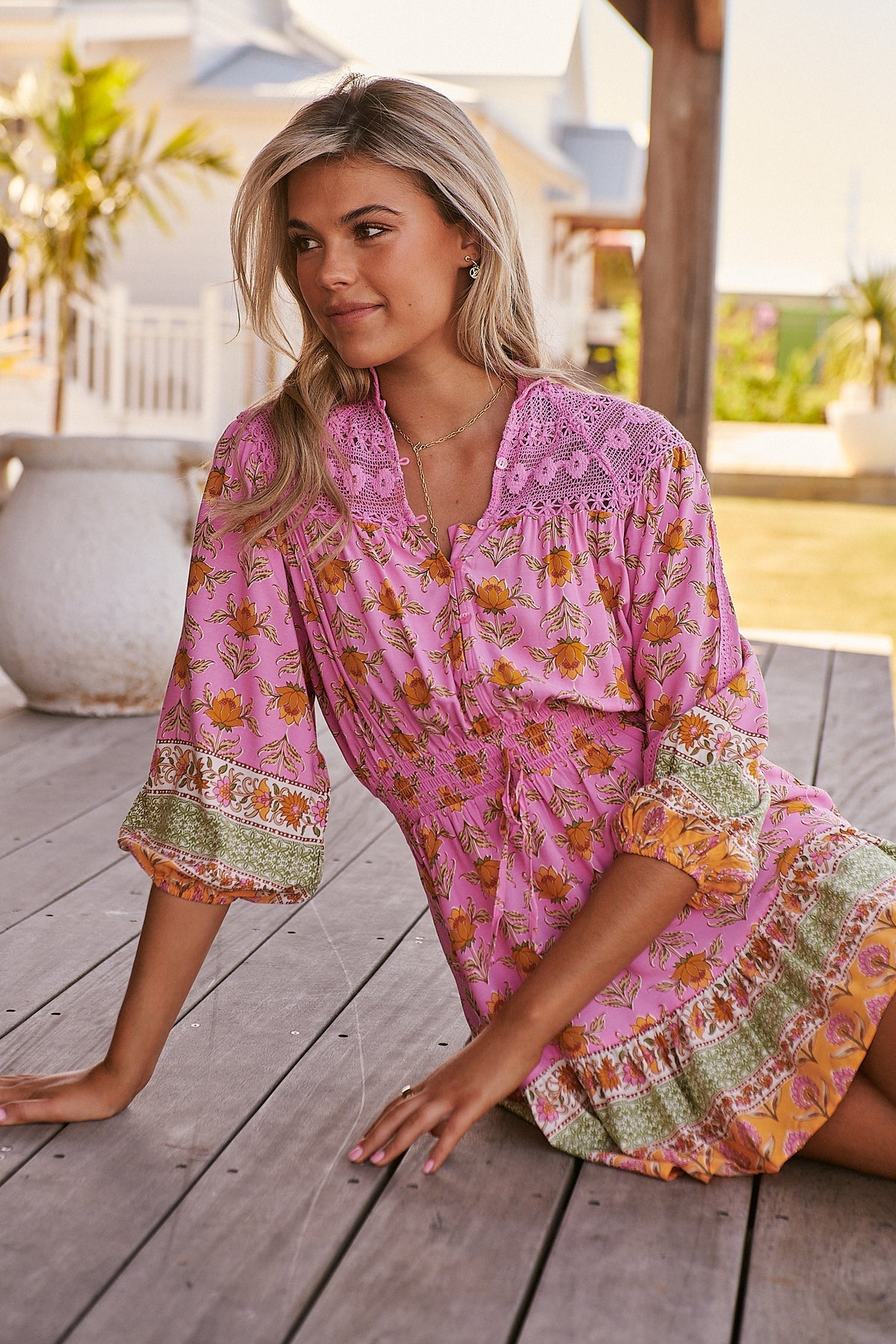 Load image into Gallery viewer, Blushing Meadow Print Olivia Mini Dress - Dress
