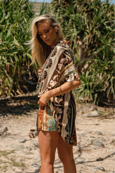 Cacao Mist Print Flora Shorts