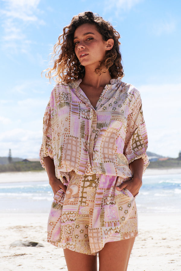 Load image into Gallery viewer, Flora Shorts Jupiter Print Pink - Shorts
