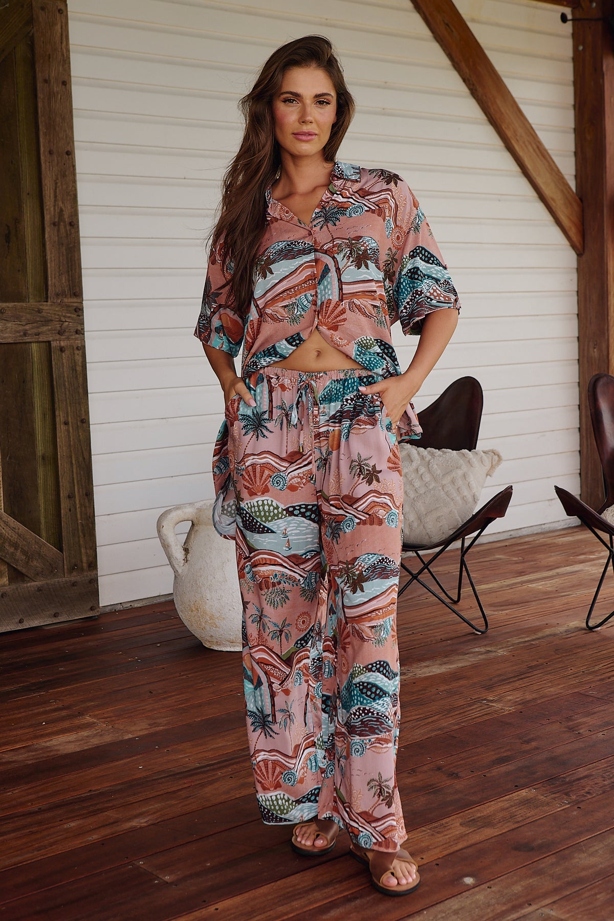 Load image into Gallery viewer, Lakeside Serenity Print Cici Pant - Bottoms

