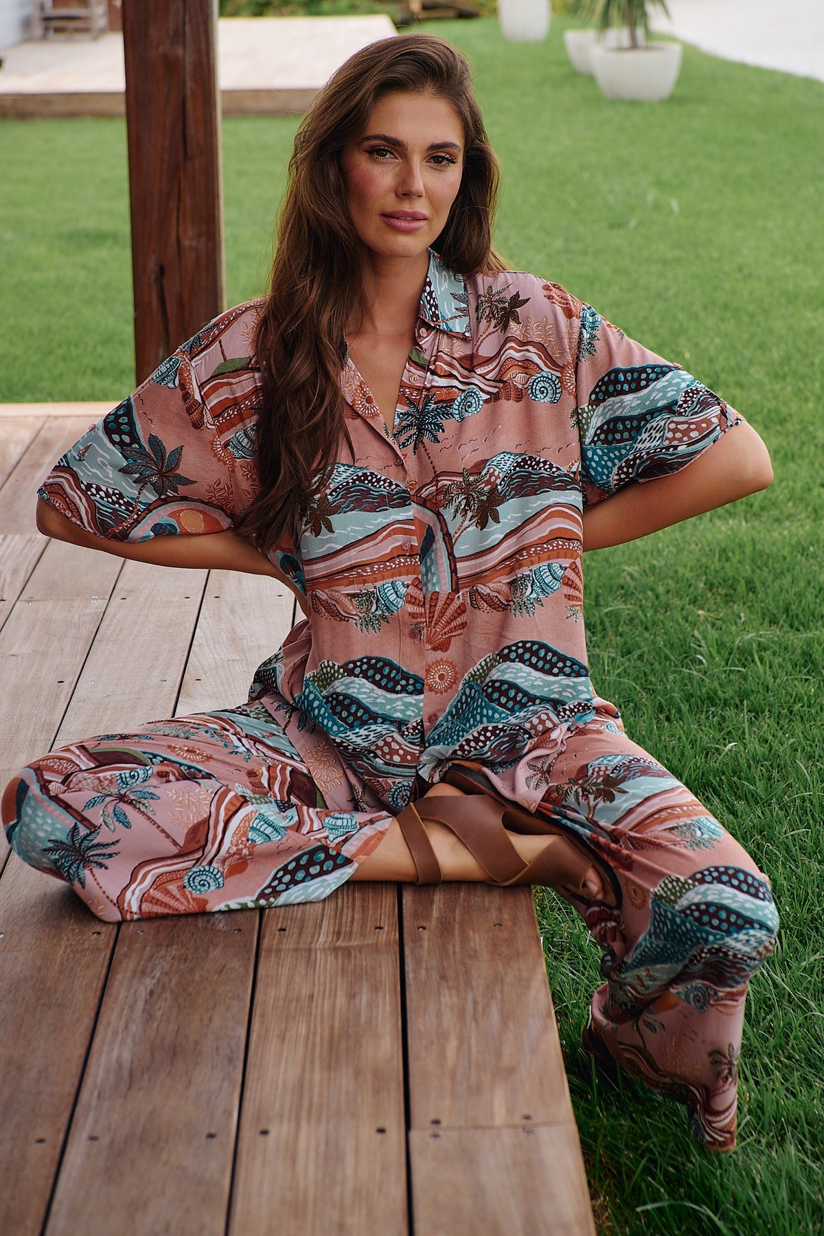 Load image into Gallery viewer, Lakeside Serenity Print Lola Shirt - Top
