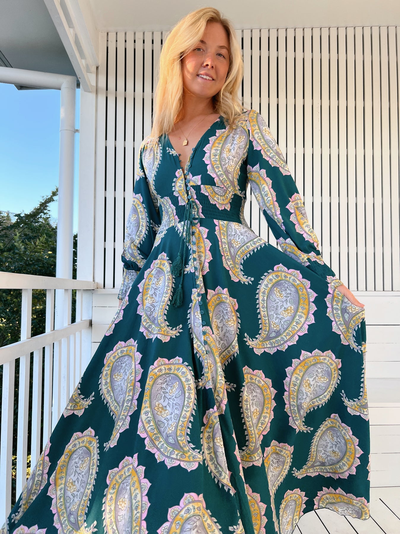 Load image into Gallery viewer, Mahala Print Florin Indie Maxi Dress - Dress
