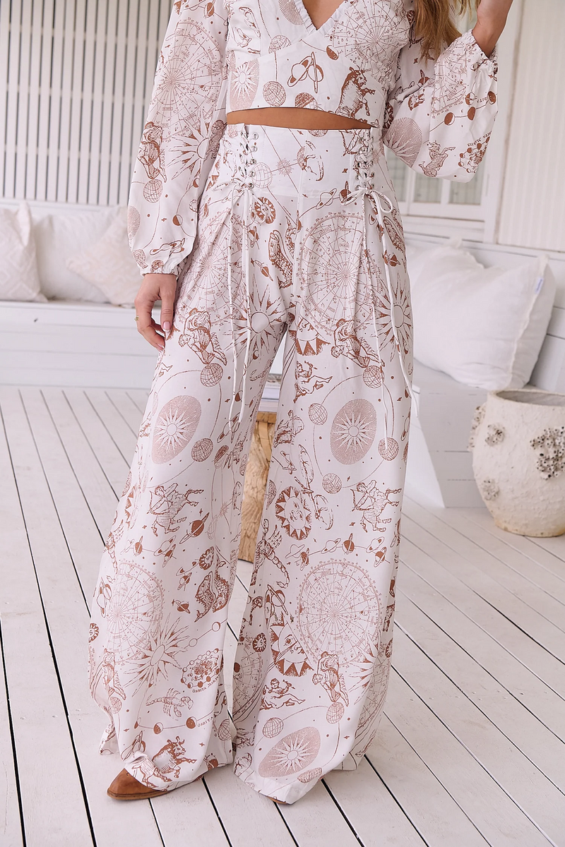 White Astrid Print Opal Pant