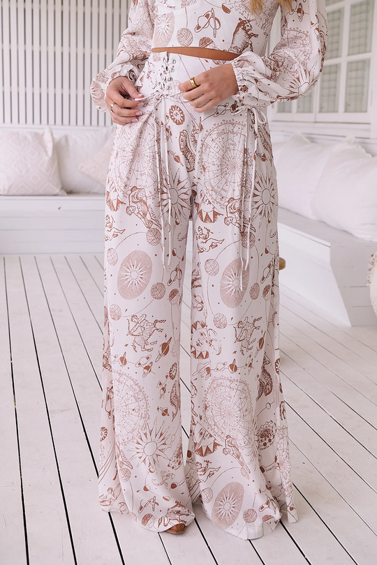 White Astrid Print Opal Pant - Bottoms