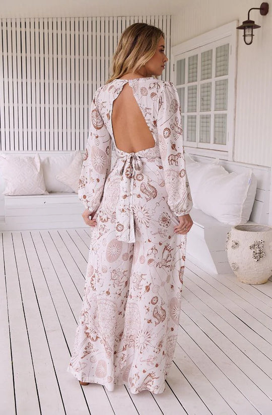 White Astrid Print Opal Pant - Bottoms