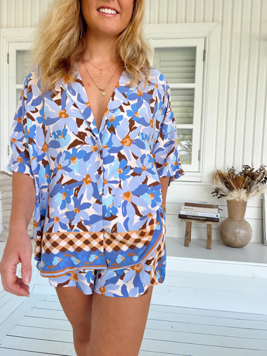 Wild Orchid Print Samara Shirt