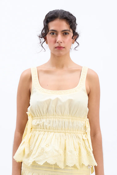 Jade Cami Yellow Broderie