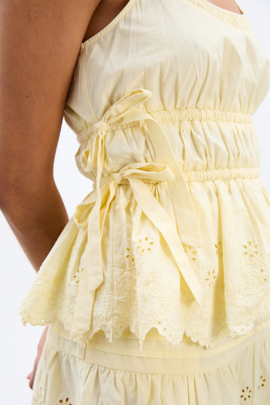 Jade Cami Yellow Broderie