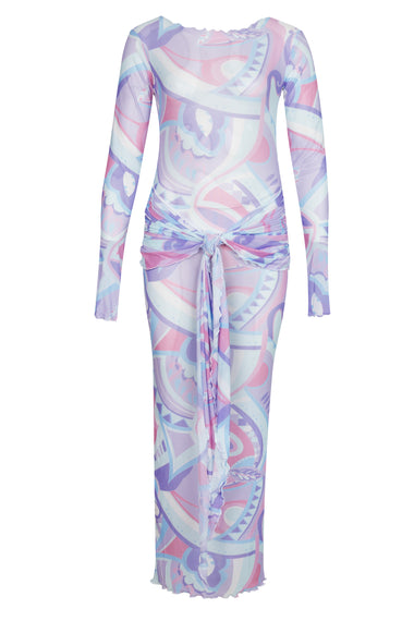Mesh Tie Dress Blue/Lilac