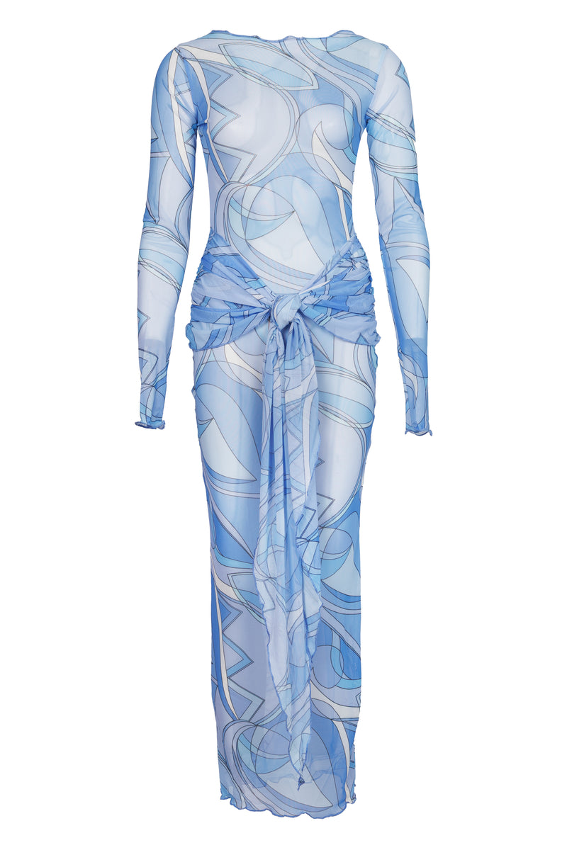 Mesh Tie Dress Blue