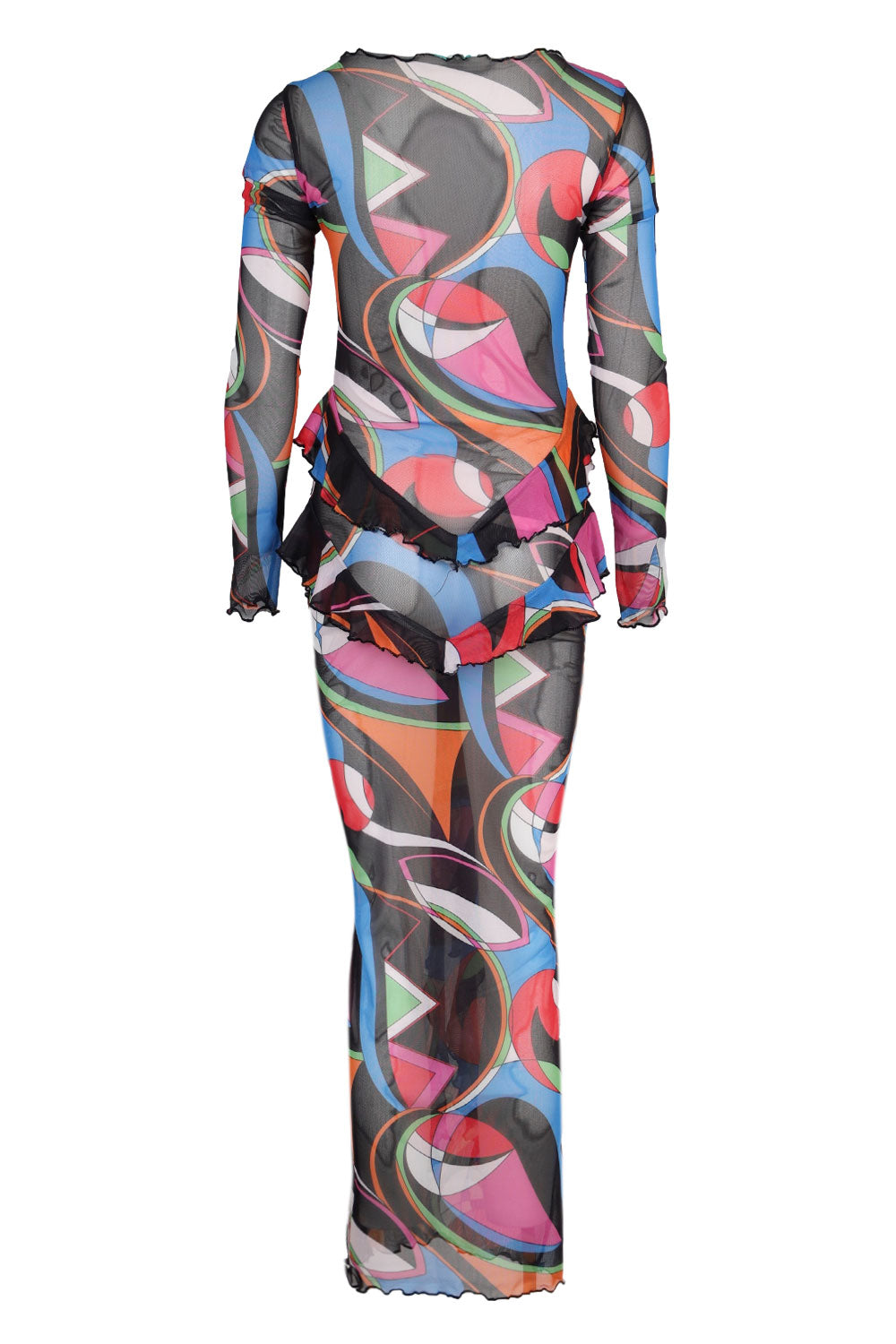 Load image into Gallery viewer, Mesh V Frill Dress Black Multi
