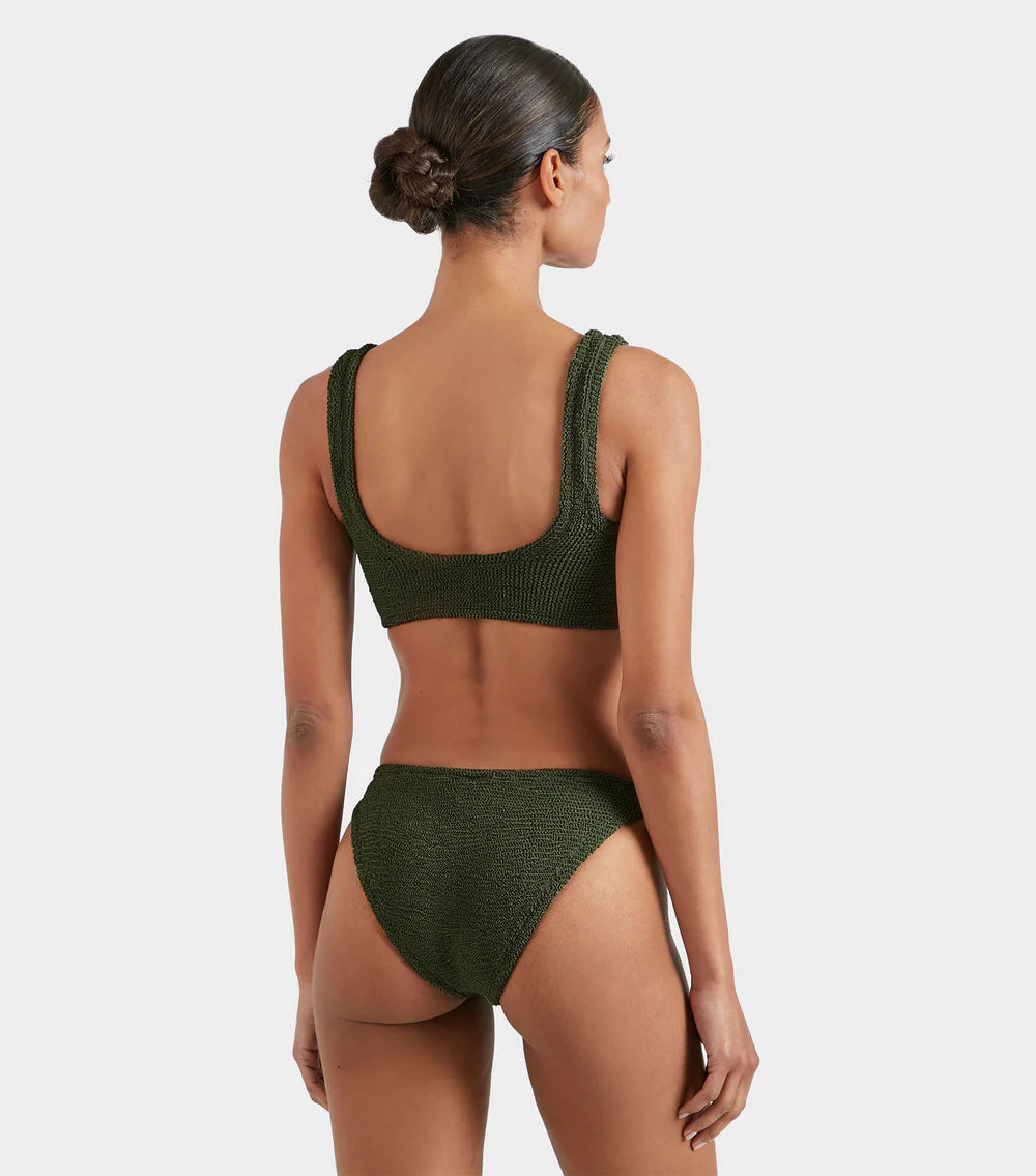 Load image into Gallery viewer, Julia Bikini Fabric Covered Hoops Metallic Khaki
