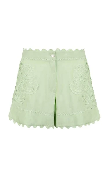 Load image into Gallery viewer, Poplin High Waisted Shorts with Ric Rac Embroidery Lemon
