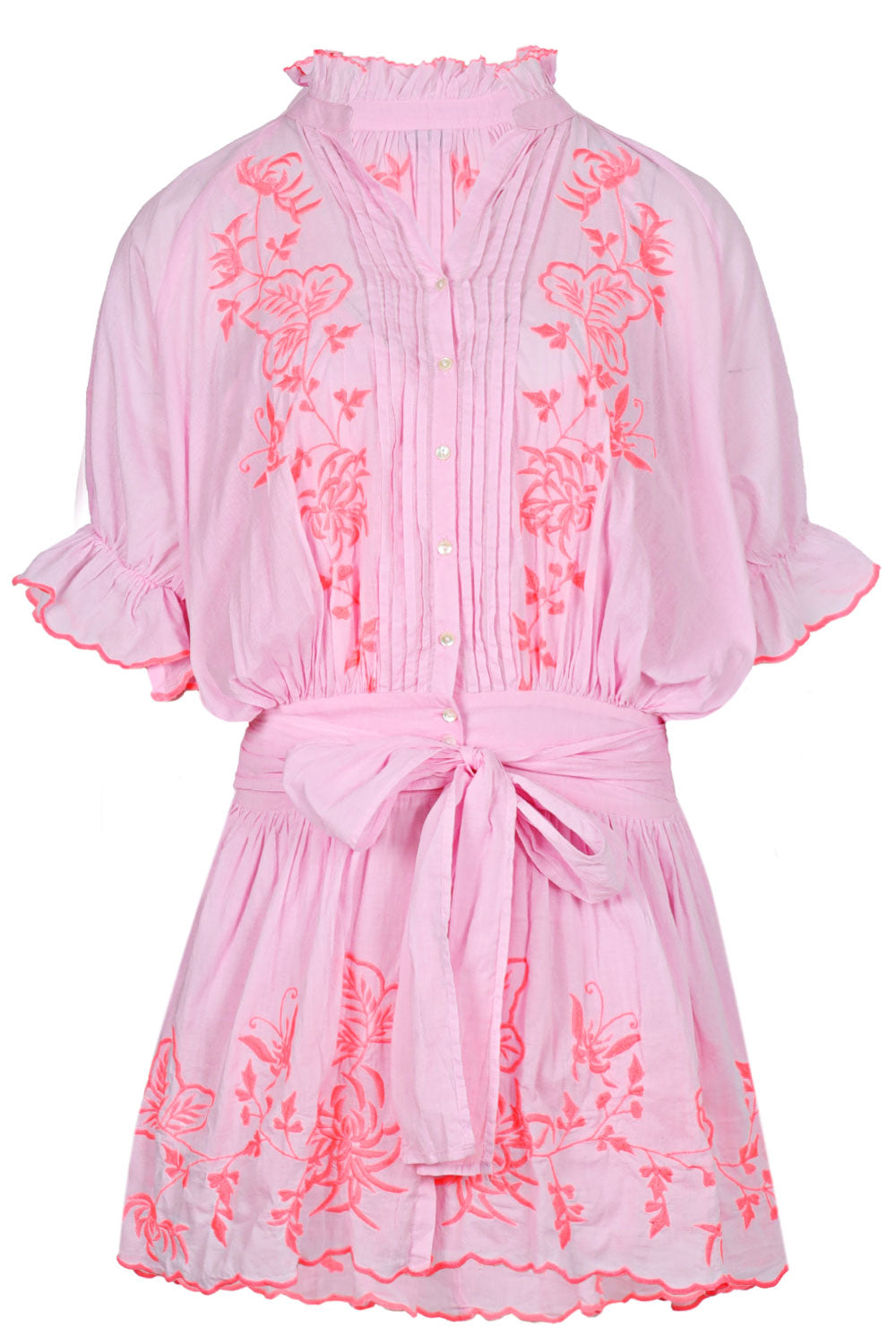 Blouson Dress with Butterfly Embroidery Petal Pink/Candy