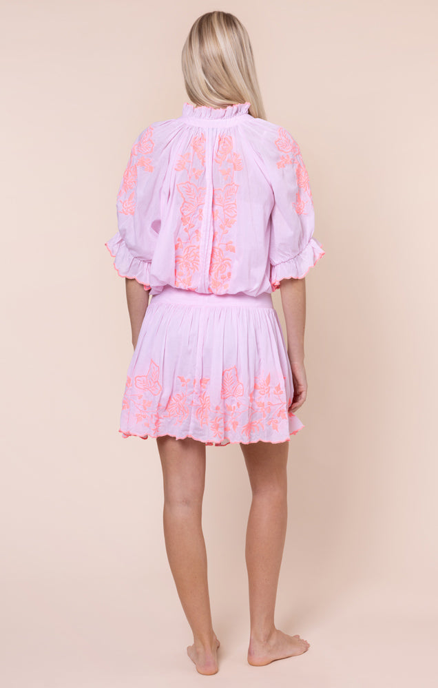 Load image into Gallery viewer, Blouson Dress with Butterfly Embroidery Petal Pink/Candy
