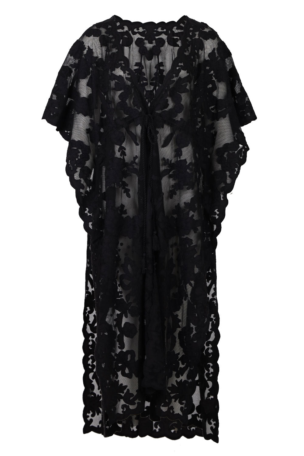 Load image into Gallery viewer, Net Kimono with Bow Embroidery Black

