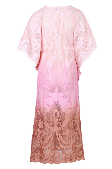 Net Kimono with Bow Embroidery Ombre Ballet/Pink/Bronze