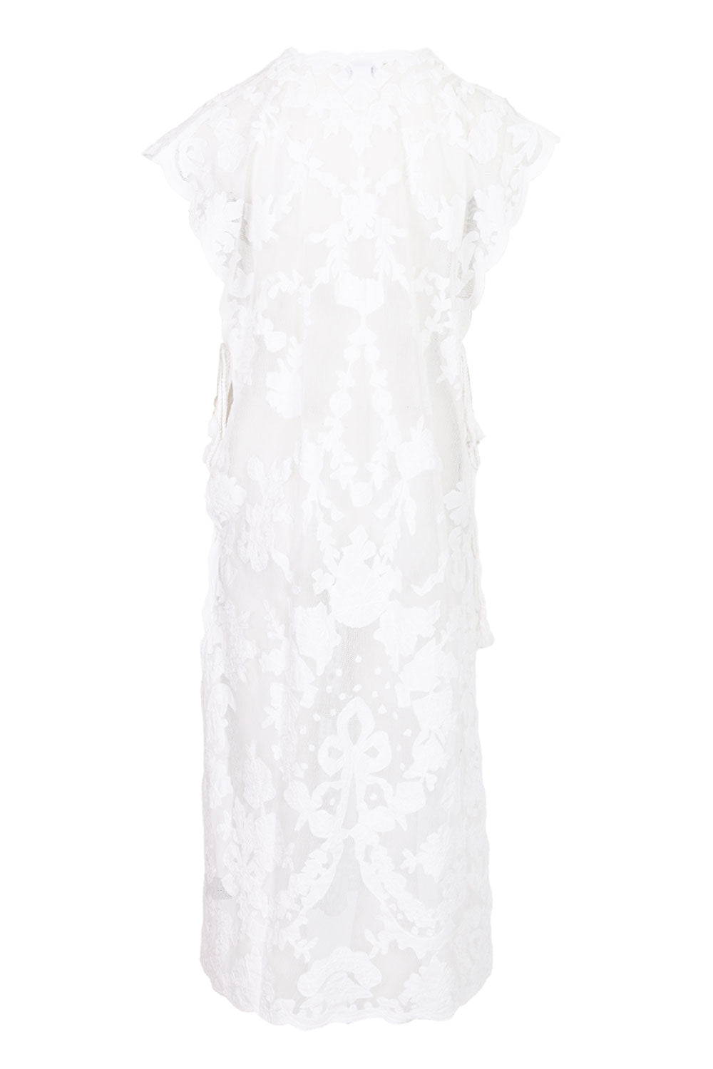Load image into Gallery viewer, Net Narrow Poncho with Bow Embroidery White
