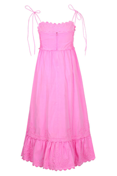 Poplin Hi-Lo Dress with Ric Rac Embroidery Hibiscus