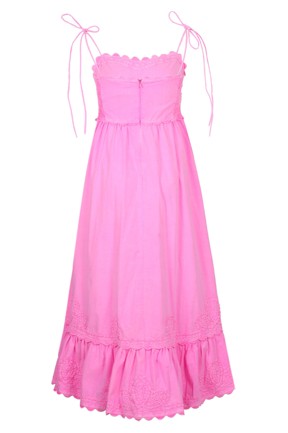 Load image into Gallery viewer, Poplin Hi-Lo Dress with Ric Rac Embroidery Hibiscus
