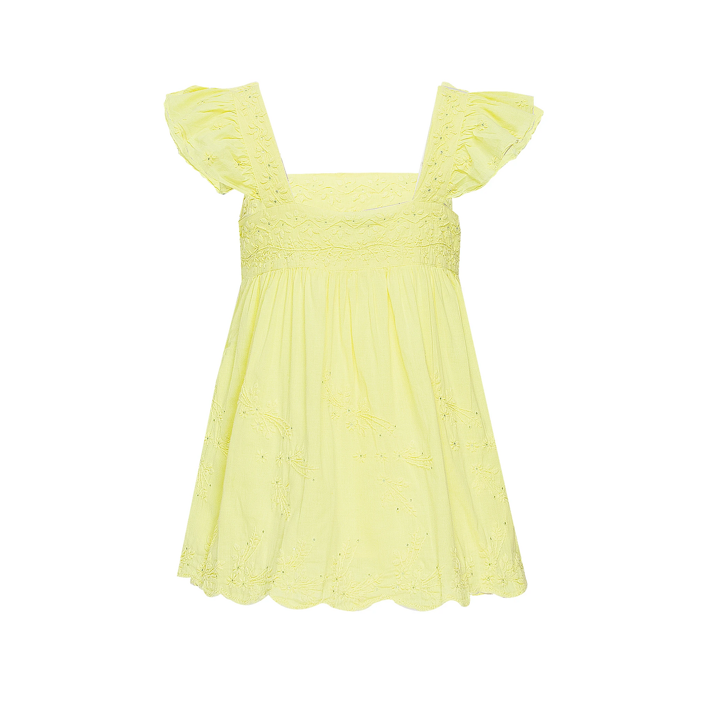 Load image into Gallery viewer, Baby Doll Top with Tonal Embro - Lined Neon Yellow - Top
