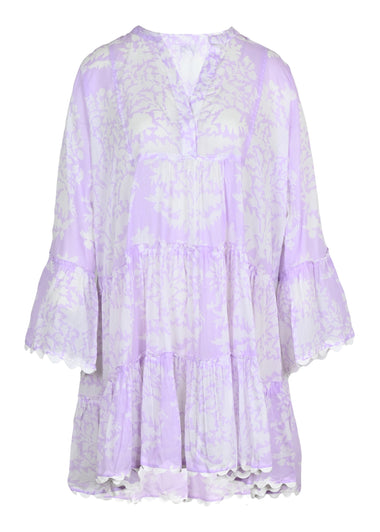 Flared Sleeve Dress In Palladio Print Lilac