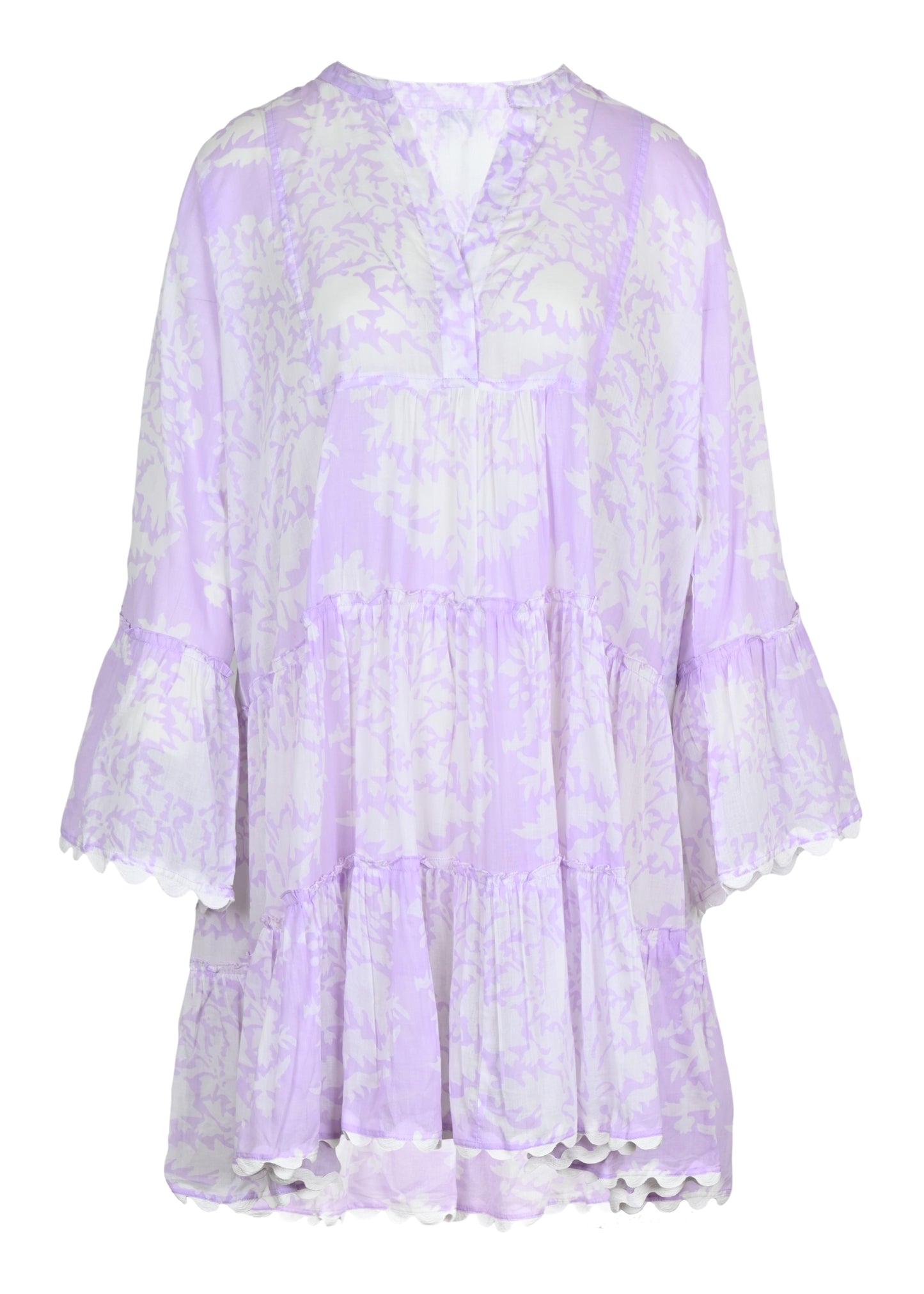 Load image into Gallery viewer, Flared Sleeve Dress In Palladio Print Lilac
