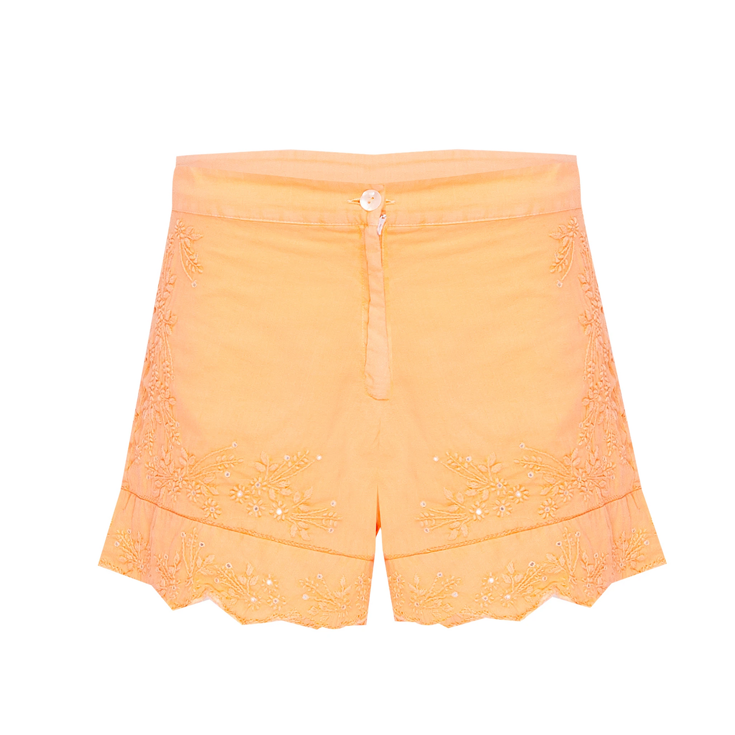 Load image into Gallery viewer, High Waisted Shorts With Lotus Embroidery-Lined Aqua/Neon Yellow
