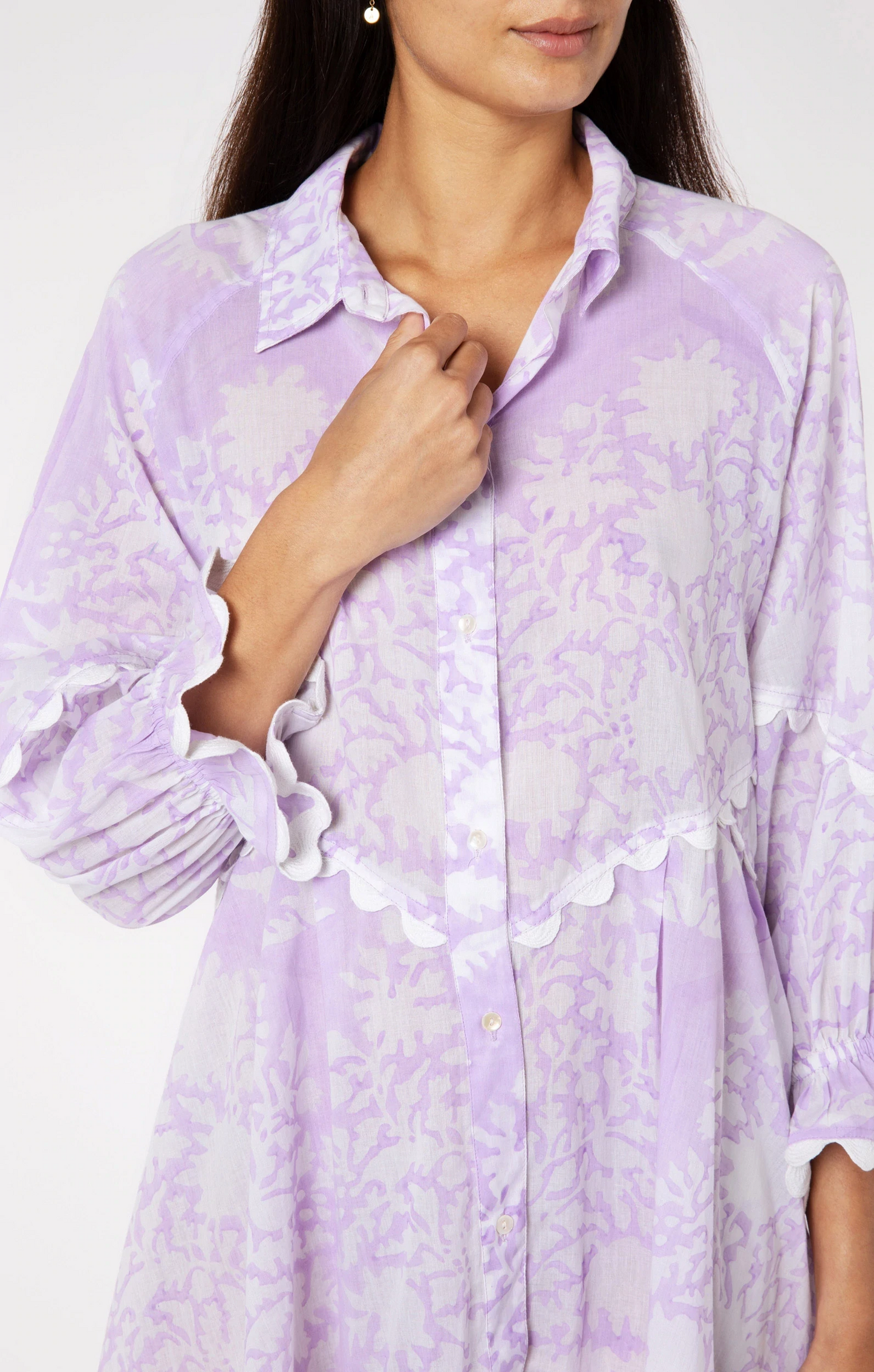 Load image into Gallery viewer, Flared Sleeve Dress In Palladio Print Lilac - Dress

