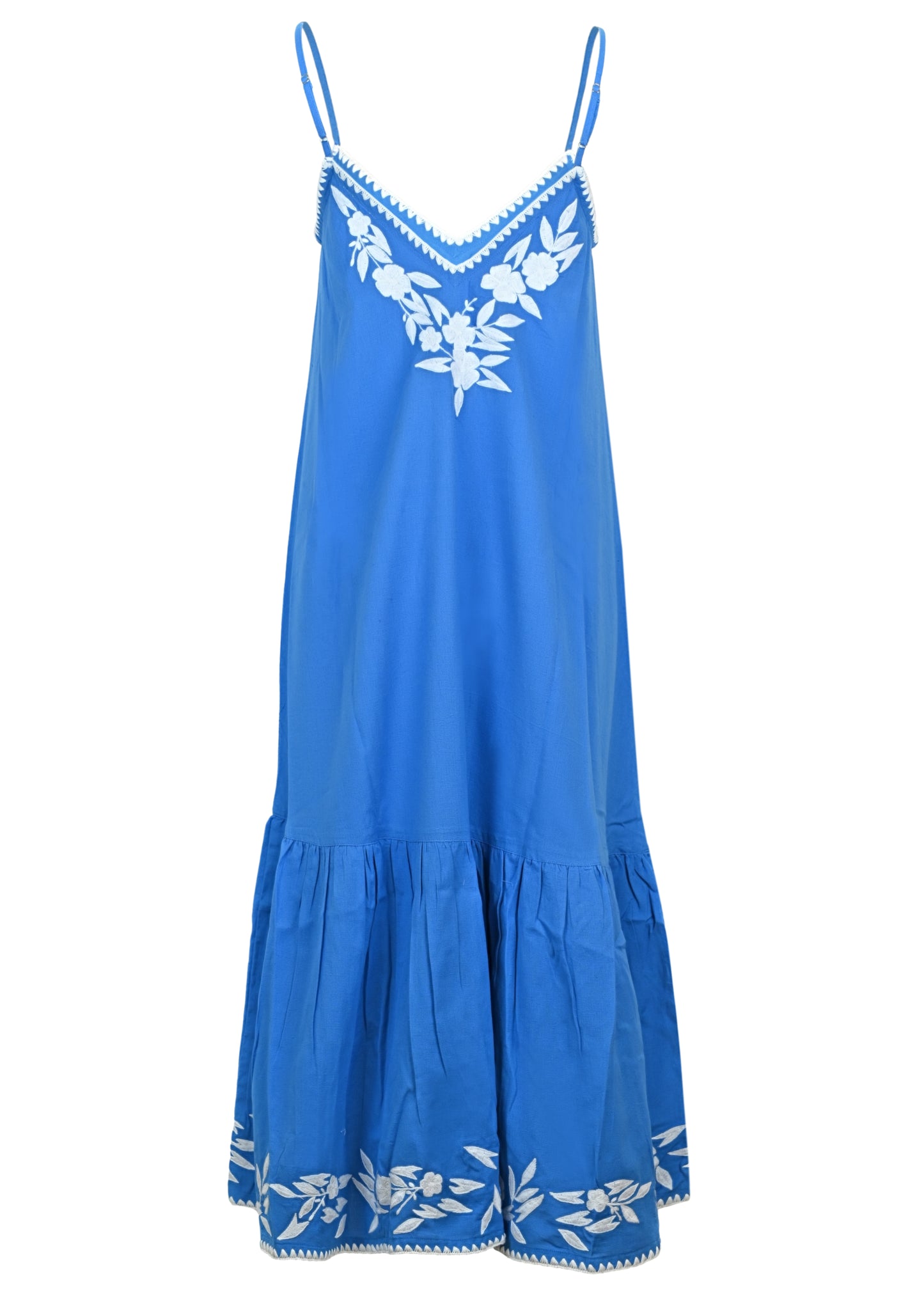 Load image into Gallery viewer, Linen Look V-Neck Midi Dress Marine/White
