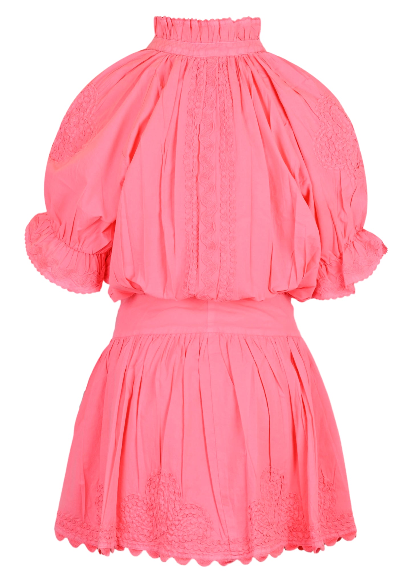 Load image into Gallery viewer, Poplin Blouson Dress With Ric Rac Embroidery In Watermelon
