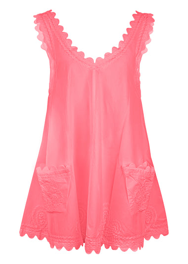 Poplin Low Back Dress In Watermelon