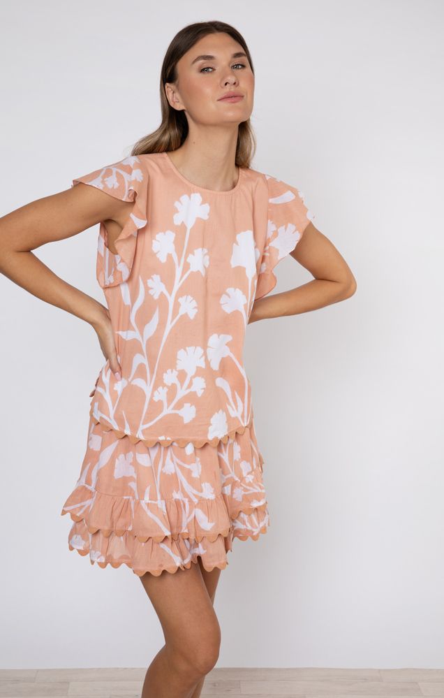 Load image into Gallery viewer, Sleeveless Frill Top Majorelle Print - Top
