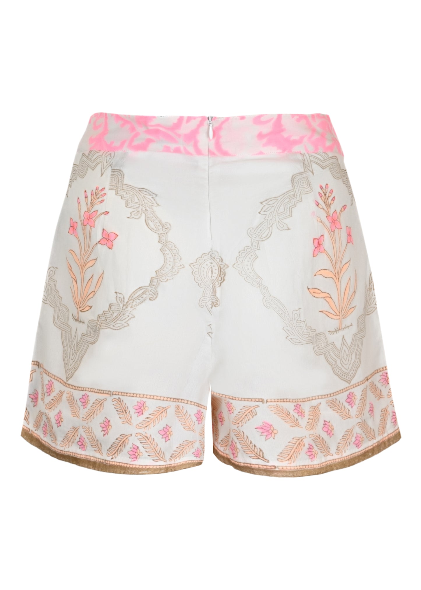 Load image into Gallery viewer, Wide Hem Shorts In Cage Block Print White/Pink Grapefruit
