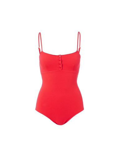 Calabasas Red Pique Ribbed One Piece - One Piece